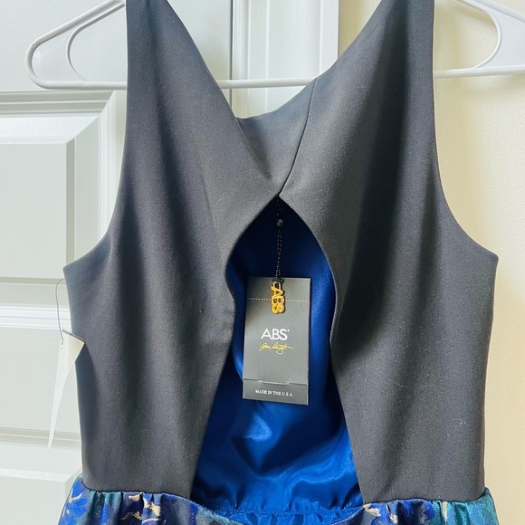 NWT ABS Elegant Blue and Gold dress with cutout back size 7 - Picture 11 of 13